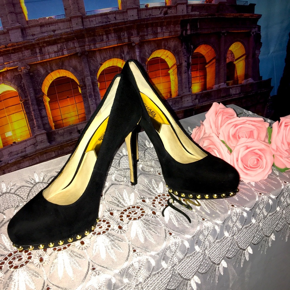 Michael Kors Black & Gold Stilettos (size 81/2)